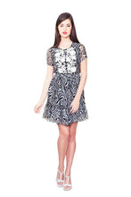 Load image into Gallery viewer, Zebra print silk chiffon floral dres