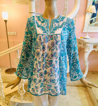Load image into Gallery viewer, Blue chiffon blouse