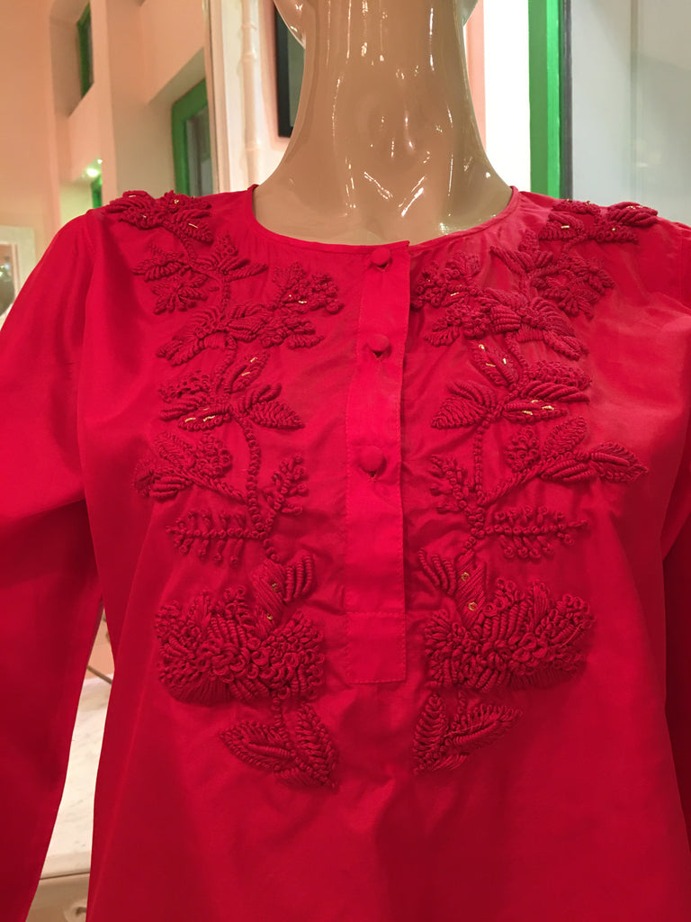 Leaves of Grass, New York Red Silk tunic