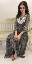 Load image into Gallery viewer, black and white printed silk chiffon maxi