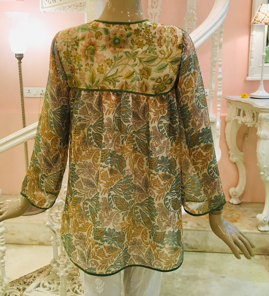 Leaves of Grass, New York Tuscany patchwork silk chiffon blouse