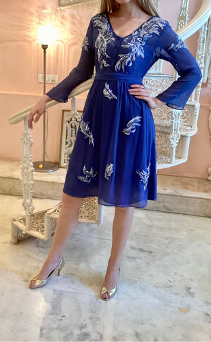 Arita appliqué ,sequins silk chiffon dress