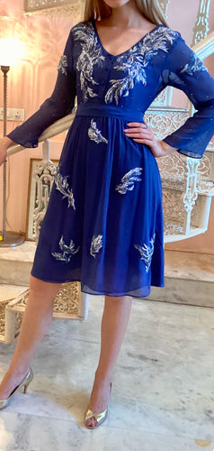 Arita silk chiffon hand embroidered sequins dress