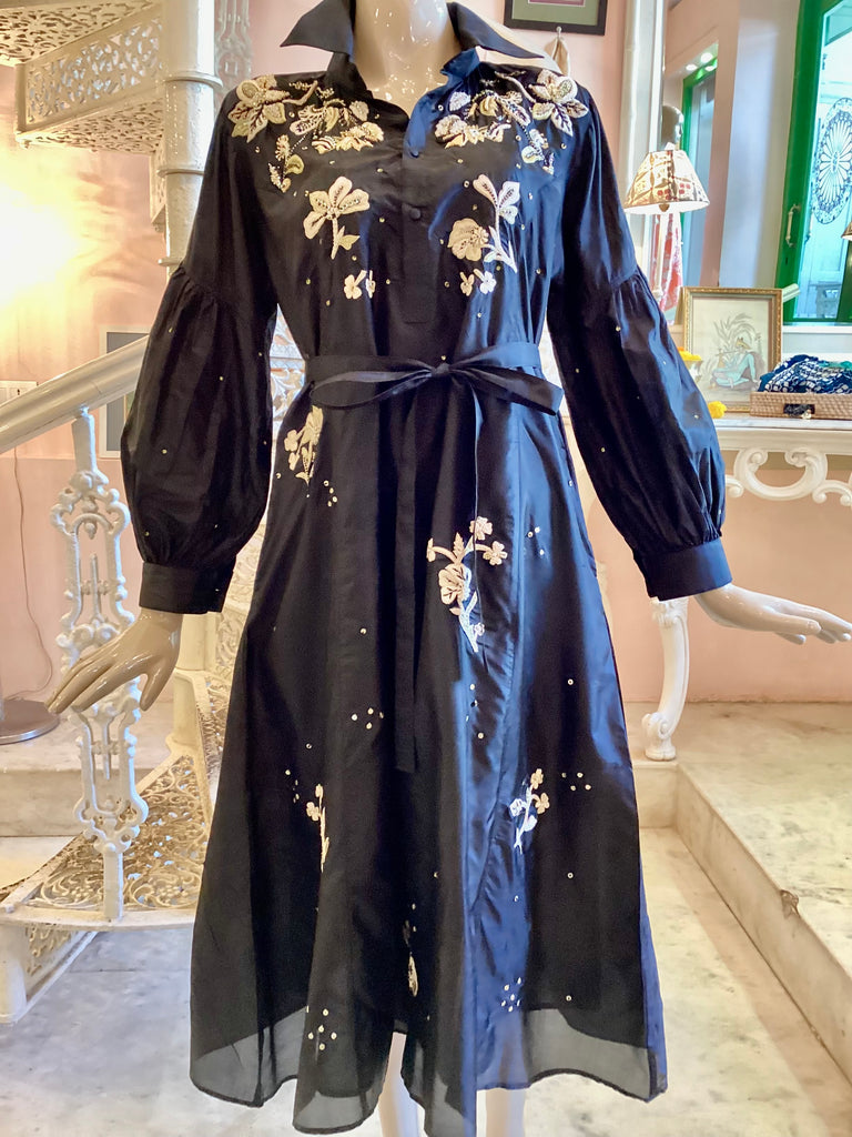 black silk organza dress KAAREM - Grain Organza Silk Organza Dress