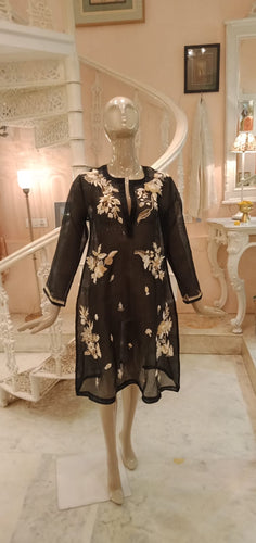 St Sulpice black silk organza dress