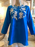Choquette French lace hand embroidered silk blouse