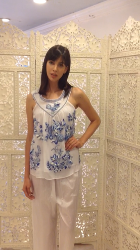 Leaves of Grass, New York Devon silk chiffon top