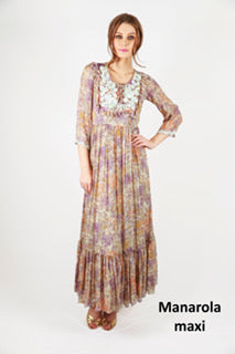 Castello Brown silk chiffon floral dress 