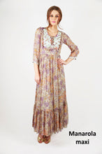 Load image into Gallery viewer, Castello Brown silk chiffon floral dress 