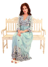 Load image into Gallery viewer, Aria blue silk chiffon maxi