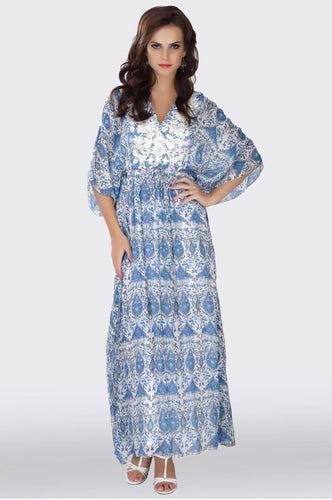 vintage print chiffon floral kaftan