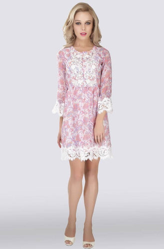 Samedi Soir French lace chiffon printed dress