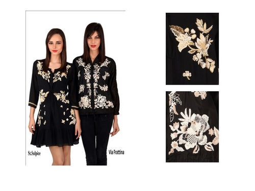 black silk georgette floral dress