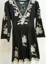 Load image into Gallery viewer, Prunella silk dress with French lace-can be ordered below the knee as a midi dress