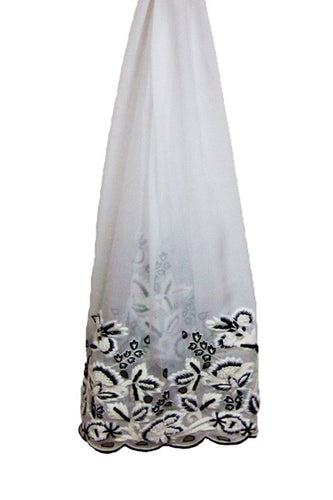  white chiffon floral scarf 