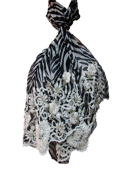 Zebra print floral scarf