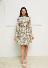Load image into Gallery viewer, Liberty silk ruffled dress,in grey and white,