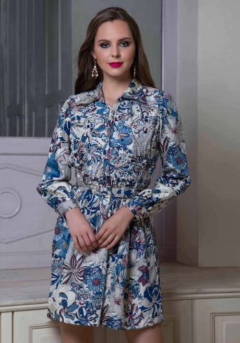 Buckle belt and cuffed sleeves dress