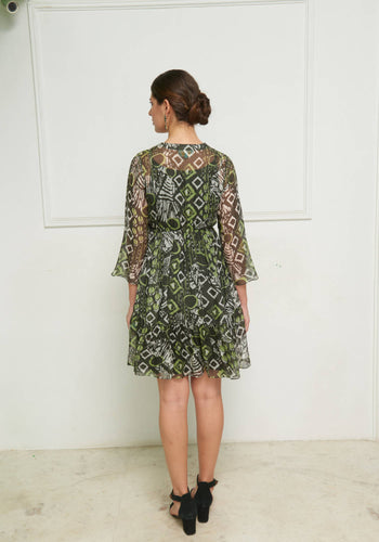Leaves of Grass, New York Crete Italian chiffon dress