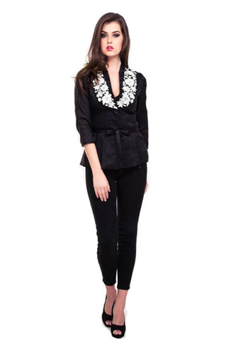 embroidered floral cotton jacket