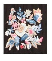 Leaves of Grass, New York Silver Needle hand embroidered maxi