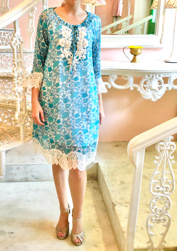 Leaves of Grass, New York Tova French lace silk chiffon dress