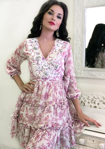 winsome printed silk chiffon dress,