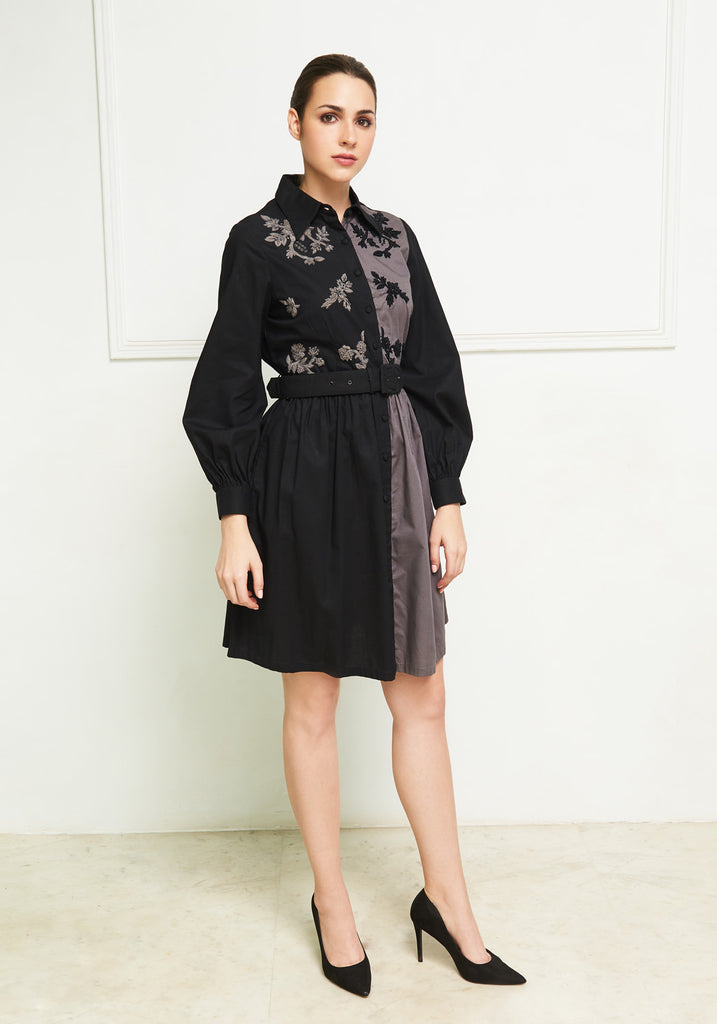 Leaves of Grass, New York Cagliari color blocked cotton dress