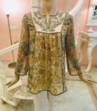 Leaves of Grass, New York Tuscany patchwork silk chiffon blouse