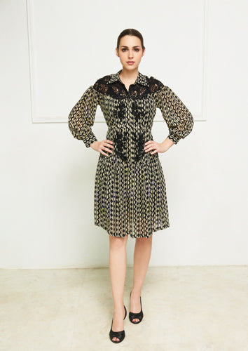 Folie  French lace silk chiffon dress