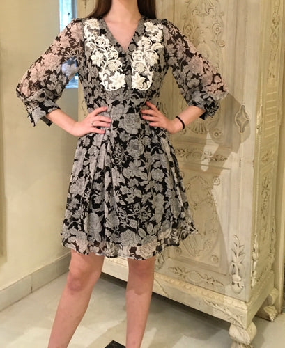 Black based silk chiffon dress