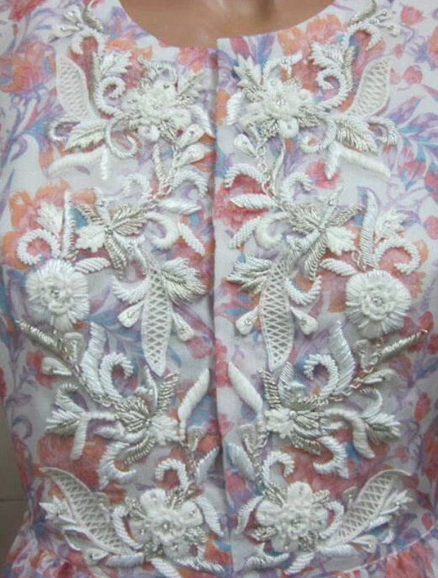 Samedi Soir French lace chiffon printed dress