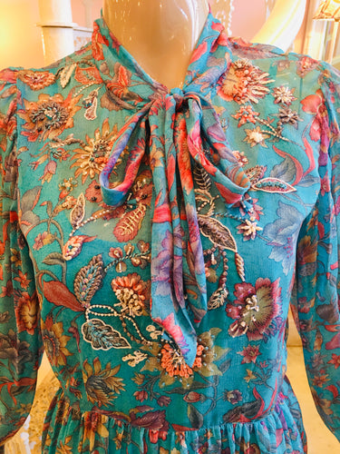 Leaves of Grass, New York Richmond Hill printed silk chiffon dress