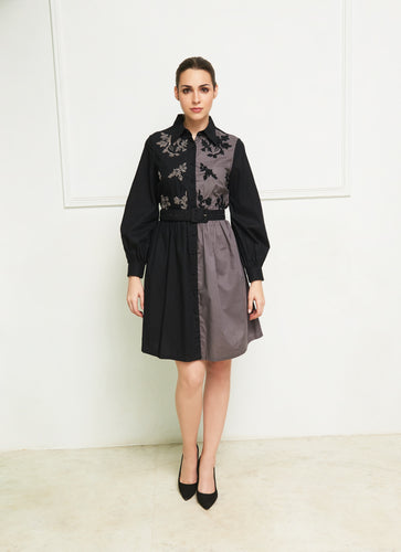 Leaves of Grass, New York Cagliari color blocked cotton dress