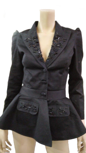 hand embroidered peplum jacket.