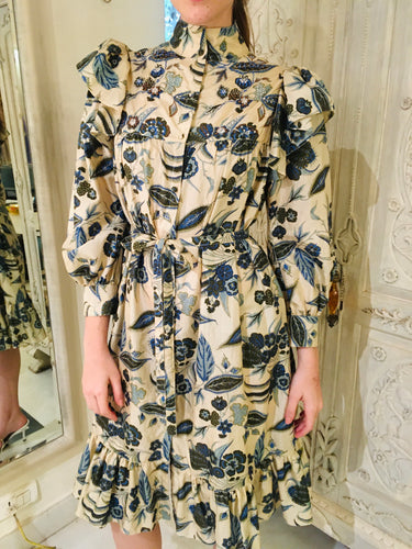 silk ruffle detailed dress