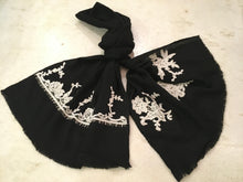 Load image into Gallery viewer, French lace hand embroidered wool scarf