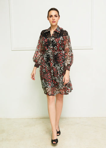 Italian chiffon dress with French lace