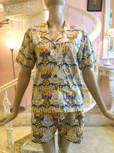 Liberty print cotton shirt and shorts set