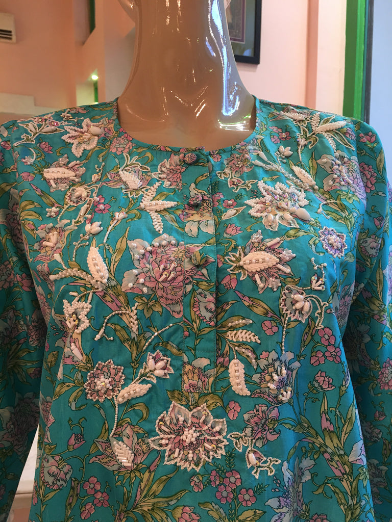 Leaves of Grass, New York Dryad printed silk tunic