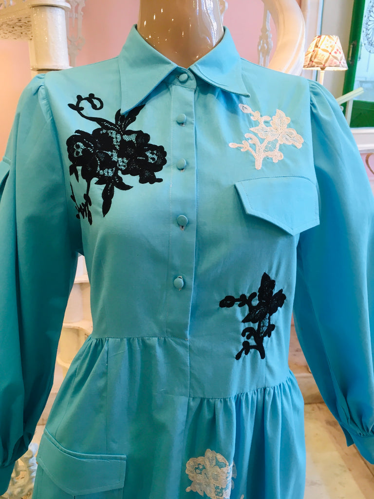Leaves of Grass, New York Paradise Island French lace cotton dress