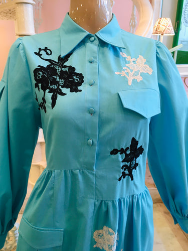 Leaves of Grass, New York Paradise Island French lace cotton dress