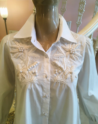 Leaves of Grass, Theodora White cotton Shirt
