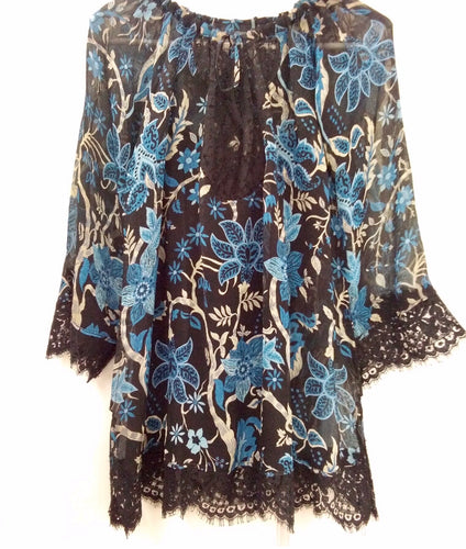 French lace silk chiffon blouse