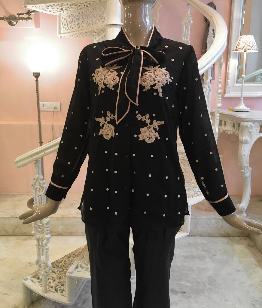 French lace chiffon blouse