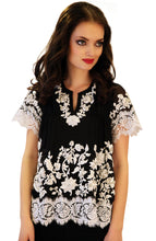 Load image into Gallery viewer, French lace silk chiffon blouse