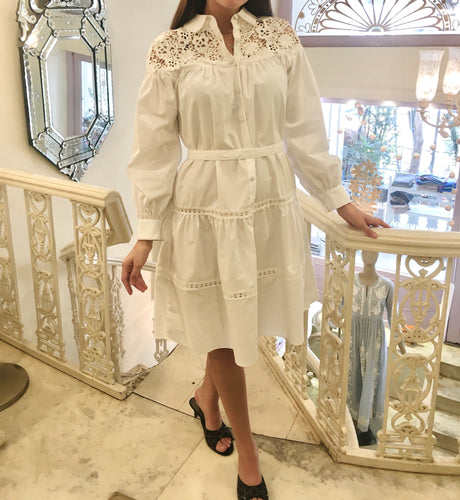 crisp cotton poplin lace dress