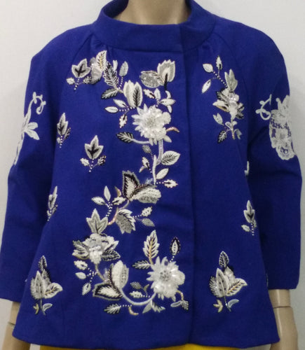 blue French lace hand embroidered trapeze