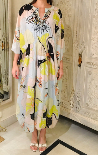 cotton silk printed kaftan