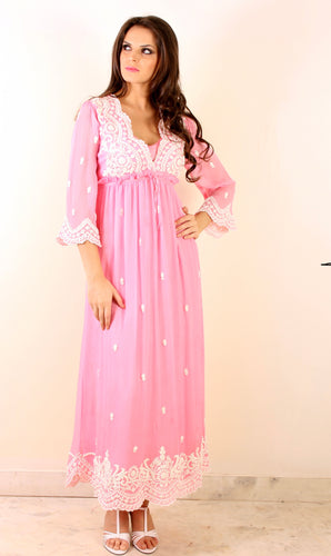 Pink Aletta silk chiffon maxi
